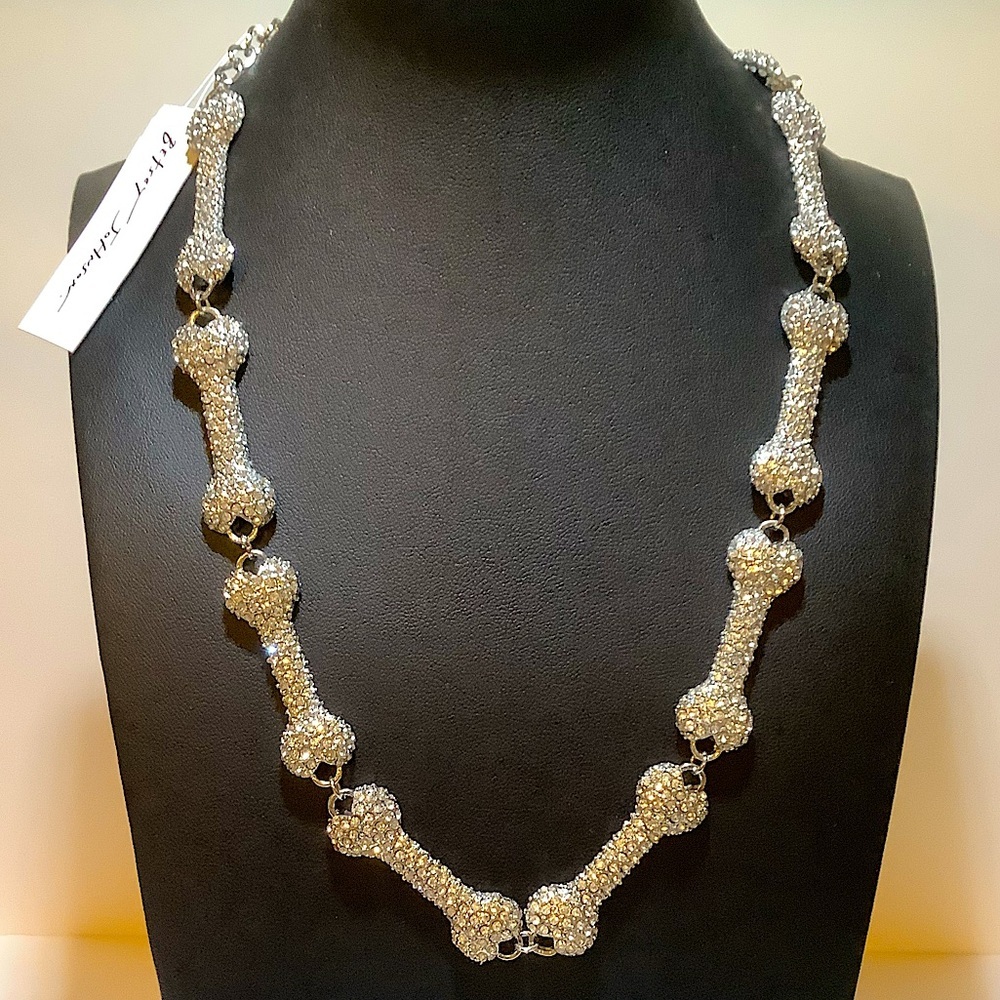 Betsey Johnson Halloween Crystal Pave’ Bones Necklace New